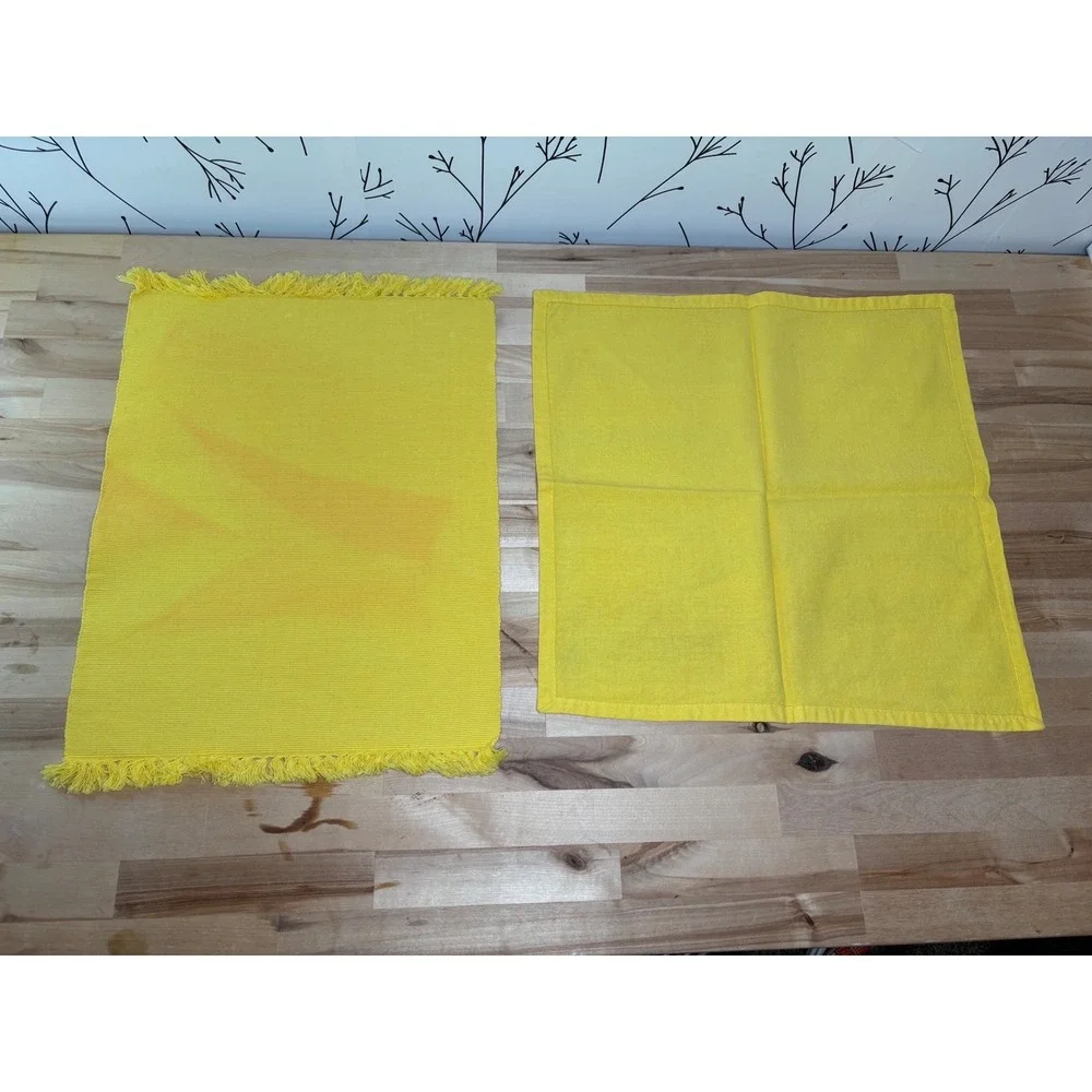 Vintage Colorful Ribbed Placemat and Napkin Set 8pc Neon Pink Green Yellow Red